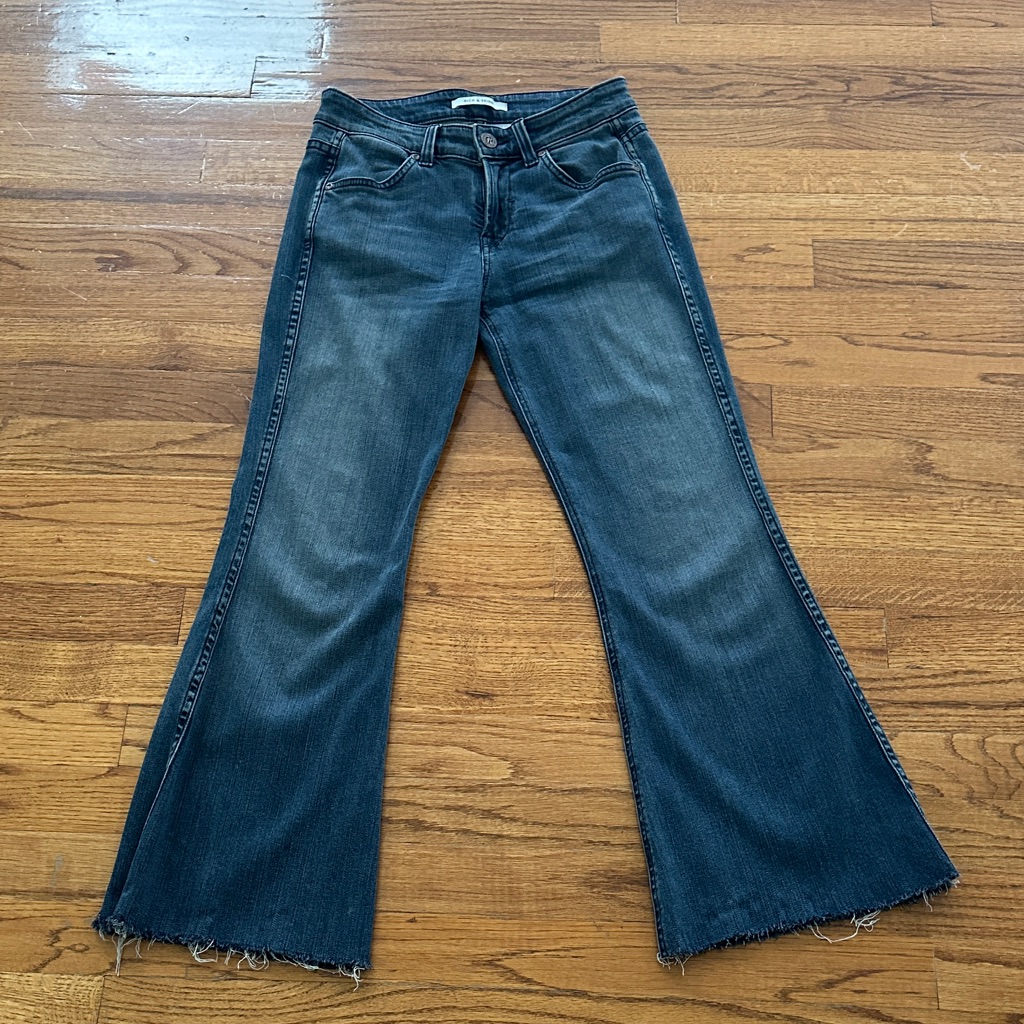Rich & Skinny Dark Blue Cropped Flare Jeans
